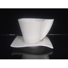 Porcelain Coffee Cup with Square Saucer